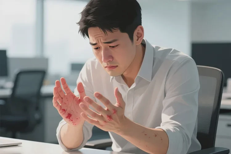 男人手上偶尔长湿疹能靠自己自愈吗(图1)