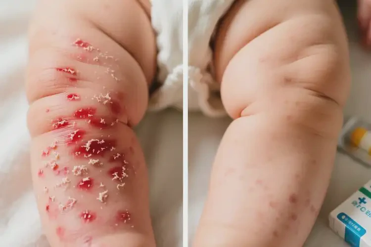 婴儿大腿上偶尔长湿疹可以治好吗(图2)