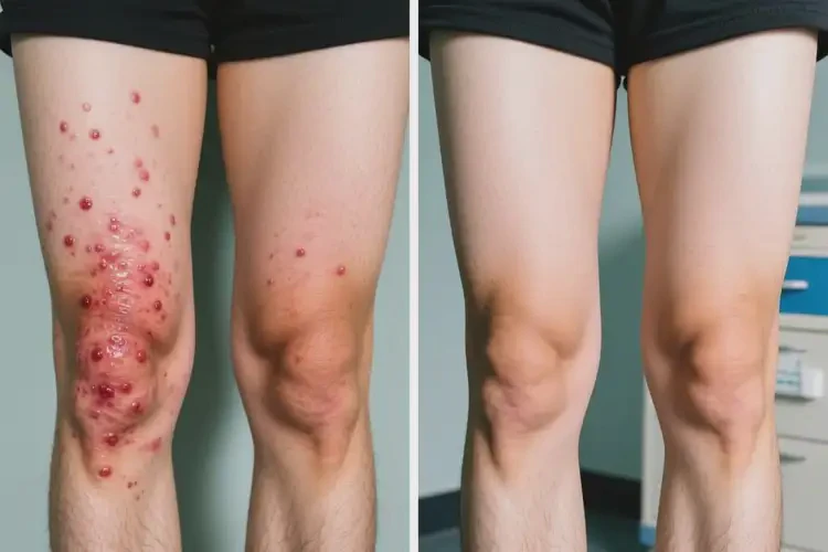 青年人大腿上有湿疹可以治好吗(图1)