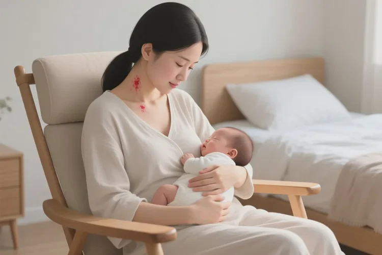 哺乳期妈妈脖子上容易起湿疹能靠自己自愈吗(图1)