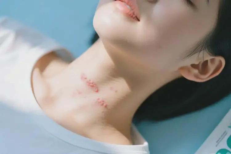 女生脖子上偶尔长湿疹可以治好吗(图1)