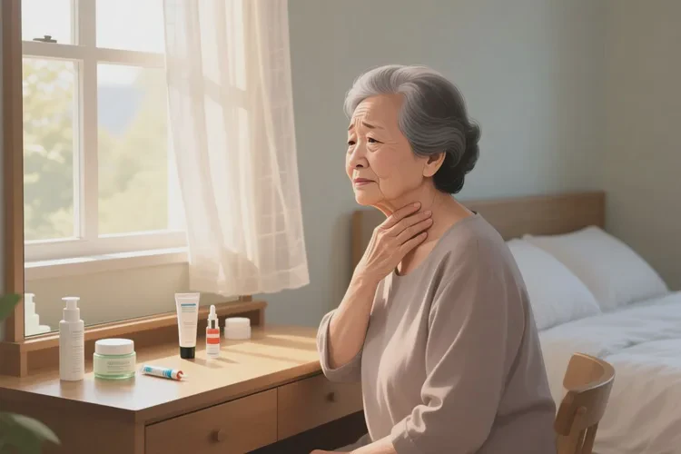 老人脖子上起湿疹可以治愈吗(图1)