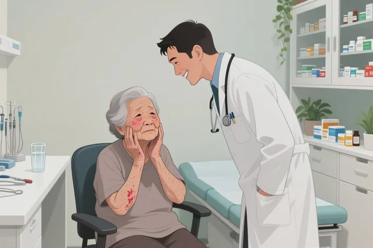 老人面部出湿疹可以治愈吗(图1)