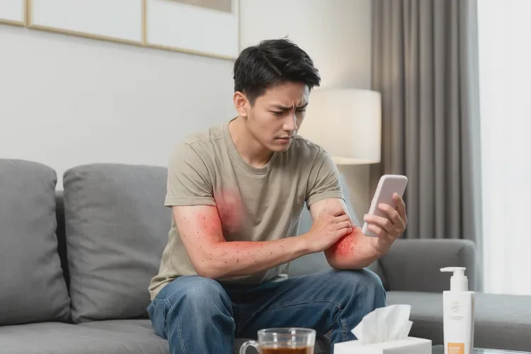 男生手臂上起湿疹可以治愈吗(图1)